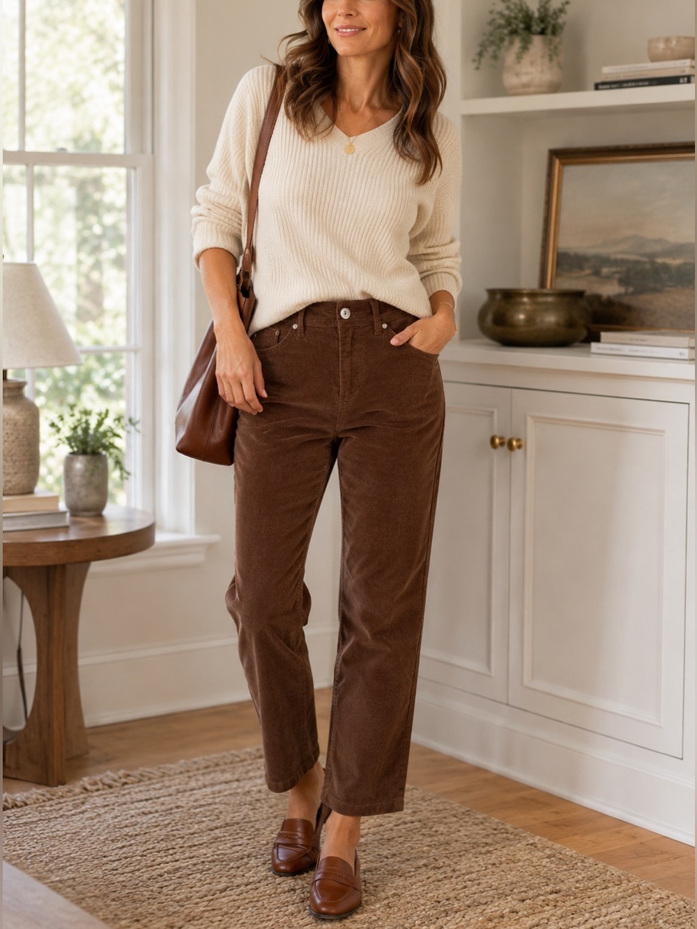 J.Jill Brown Corduroy Cropped Midrise soft casual office Women’s Size 5 petite